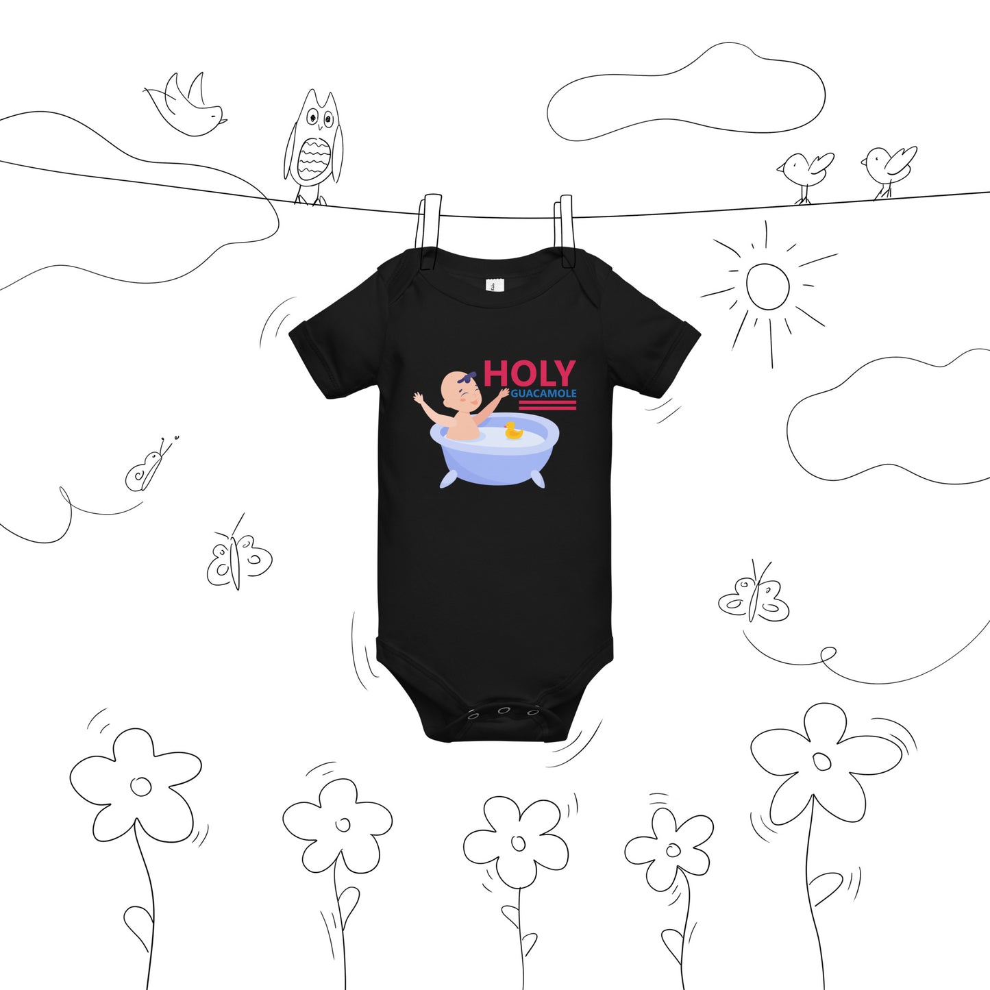 Бебешки къс ръкав едно парче HOLY GUACAMOLE