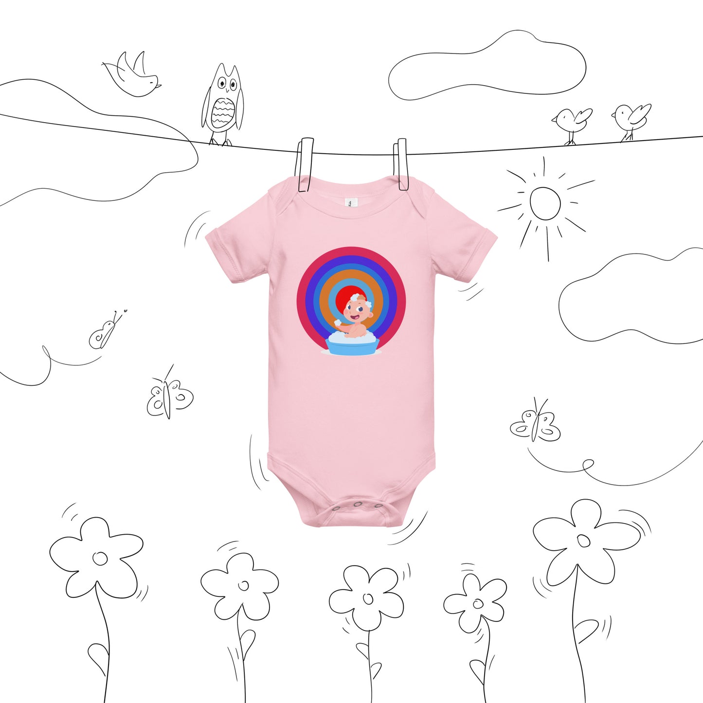 Бебешки къс ръкав едно парче HAPPY BABY BATH