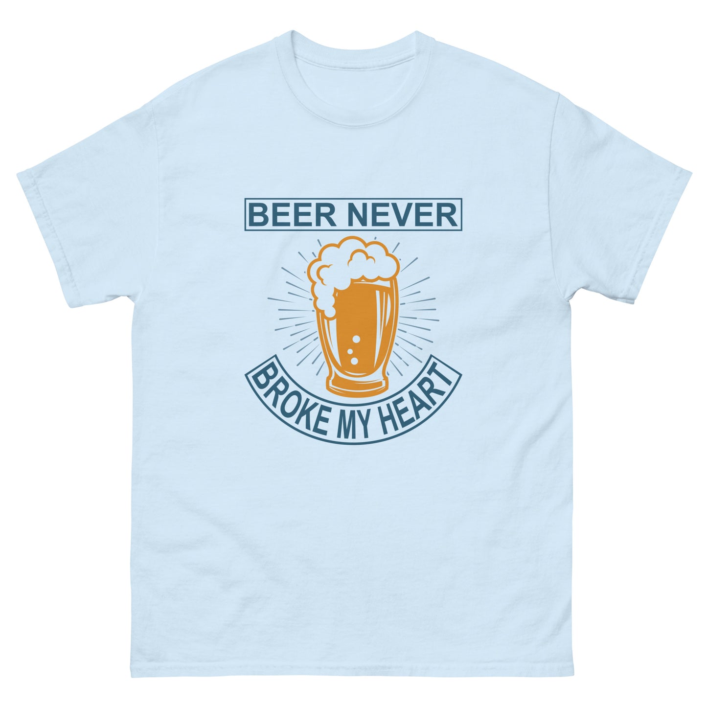 Класическа мъжка тениска BEER NEVER BROKE MY HEART