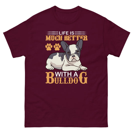 Мъжка класическа тениска LIFE IS BETTER WITH A BULLDOG