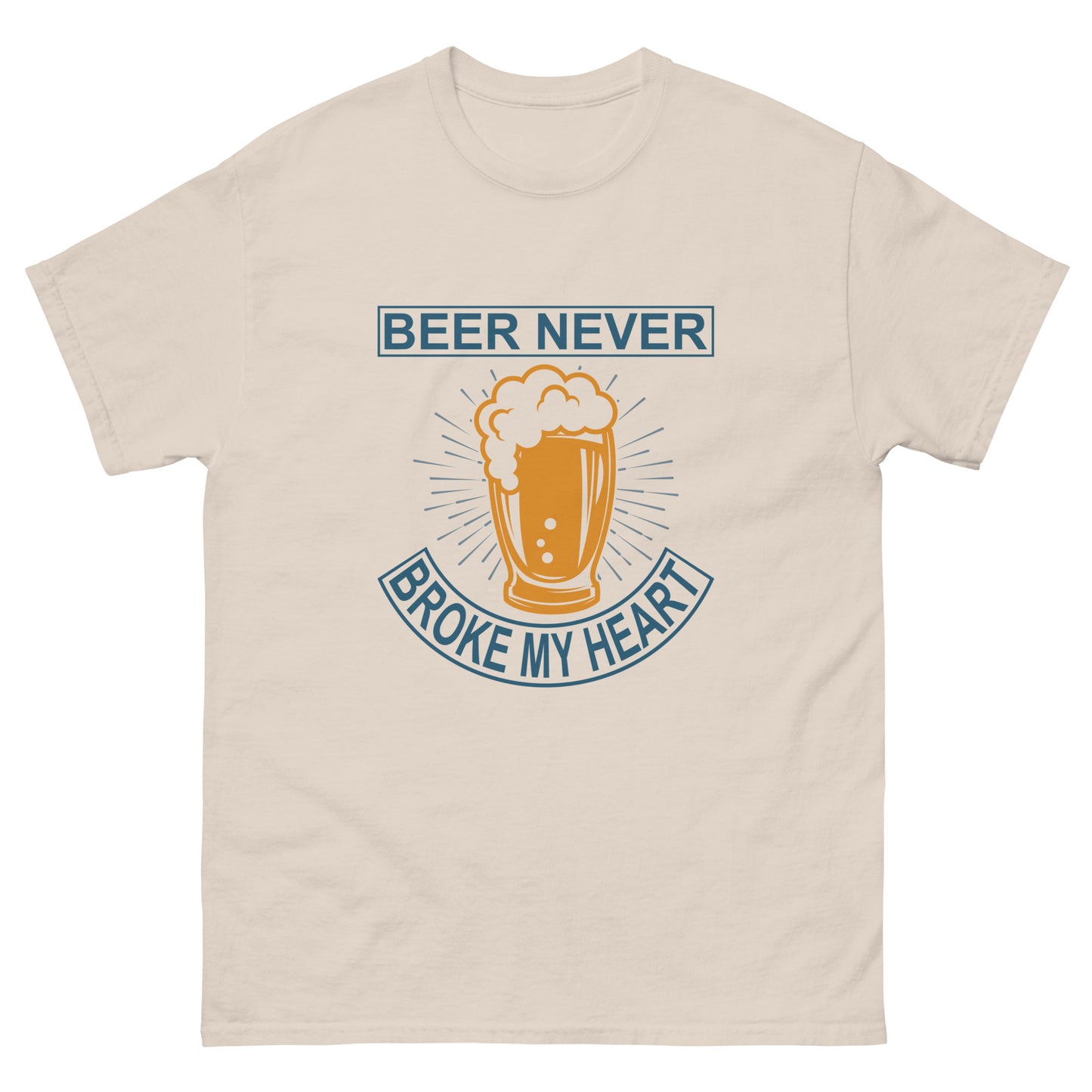 Класическа мъжка тениска BEER NEVER BROKE MY HEART