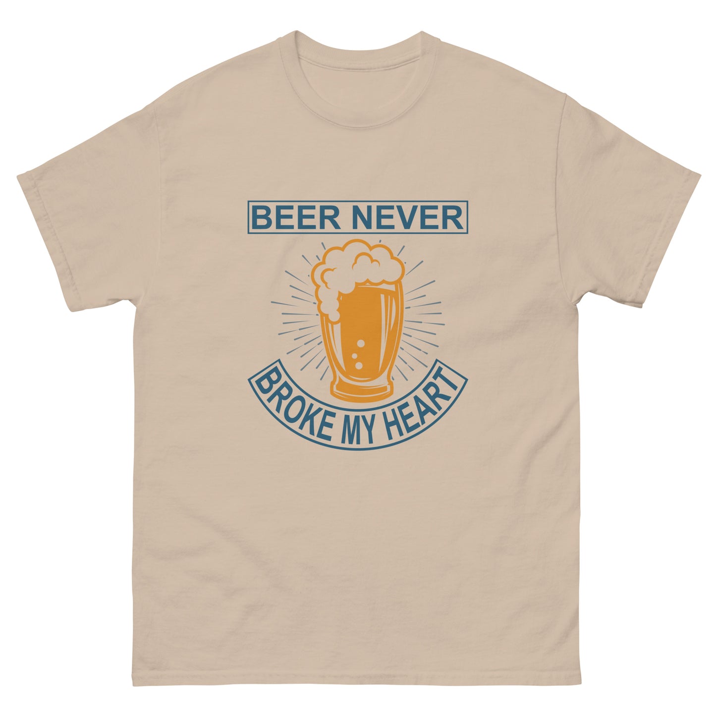 Класическа мъжка тениска BEER NEVER BROKE MY HEART