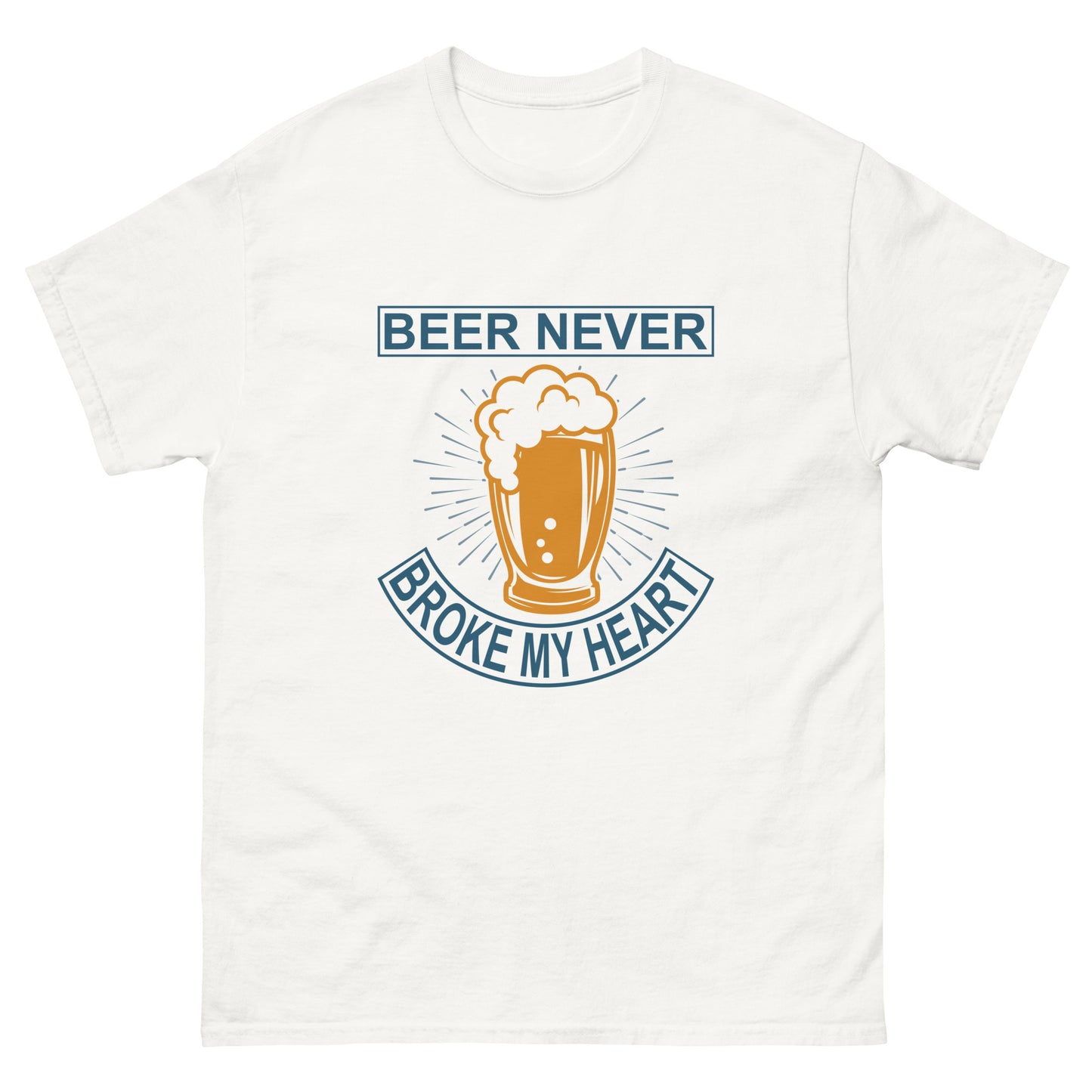 Класическа мъжка тениска BEER NEVER BROKE MY HEART