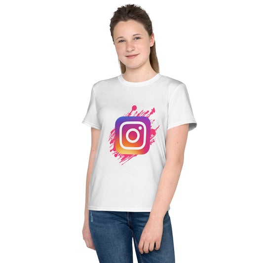 Младежка тениска с кръгла яка INSTAGRAM LOGO