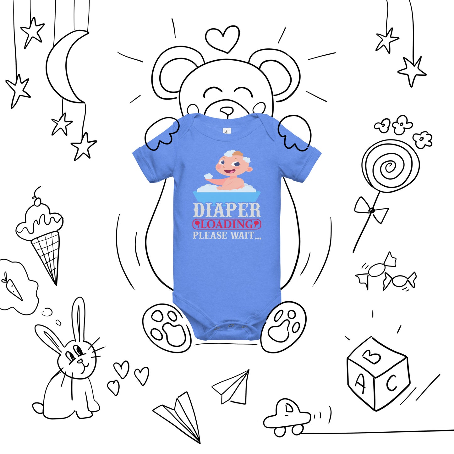 Baby short sleeve one piece DIAPER LOADING