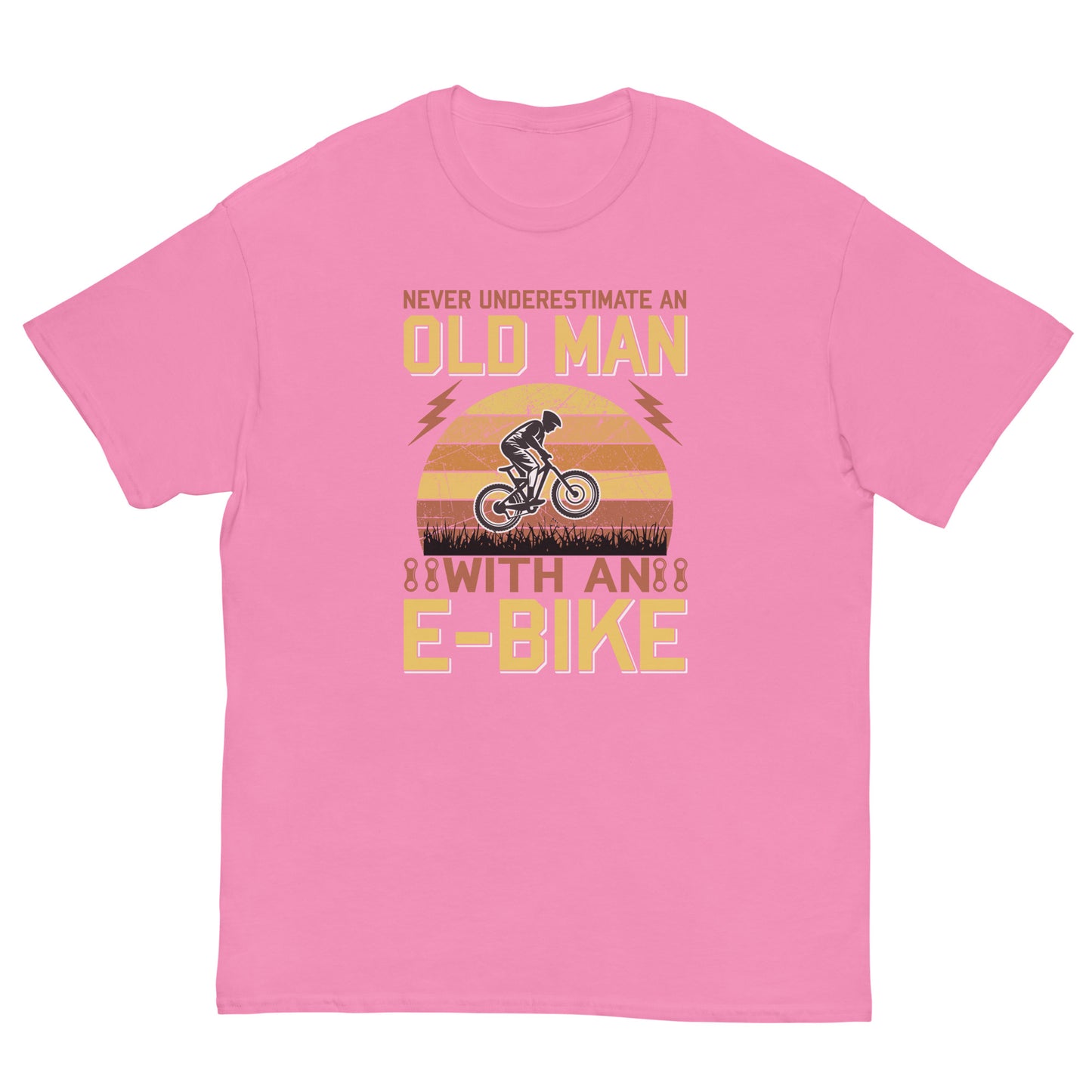 Camiseta clásica hombre VIEJO CON BICICLETA ELÉCTRICA