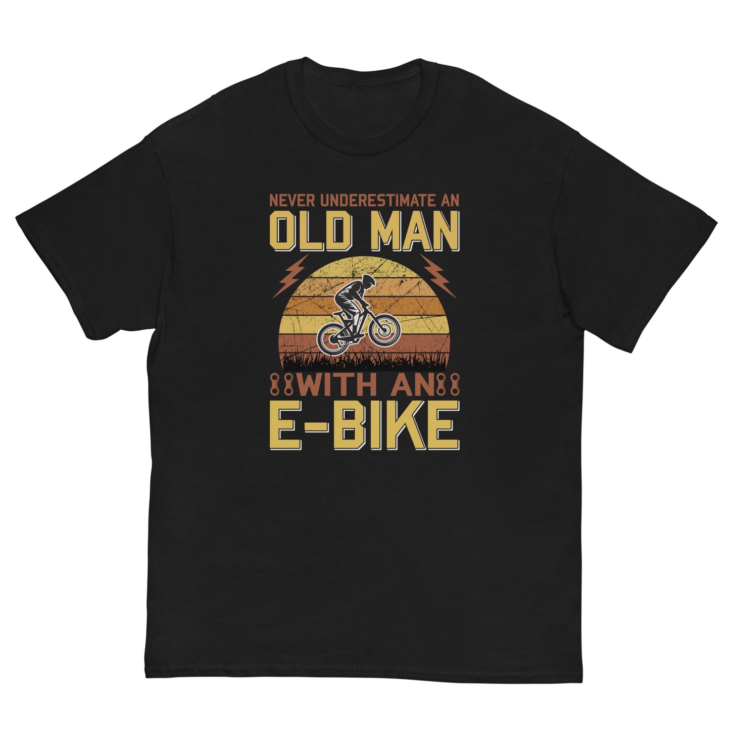 Camiseta clásica hombre VIEJO CON BICICLETA ELÉCTRICA