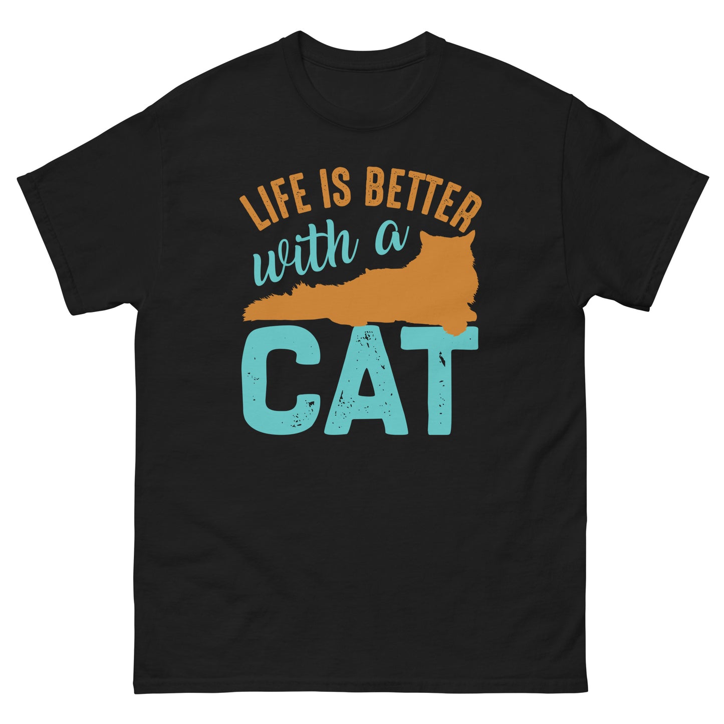 Мъжка класическа тениска LIFE IS BETTER WITH A CAT