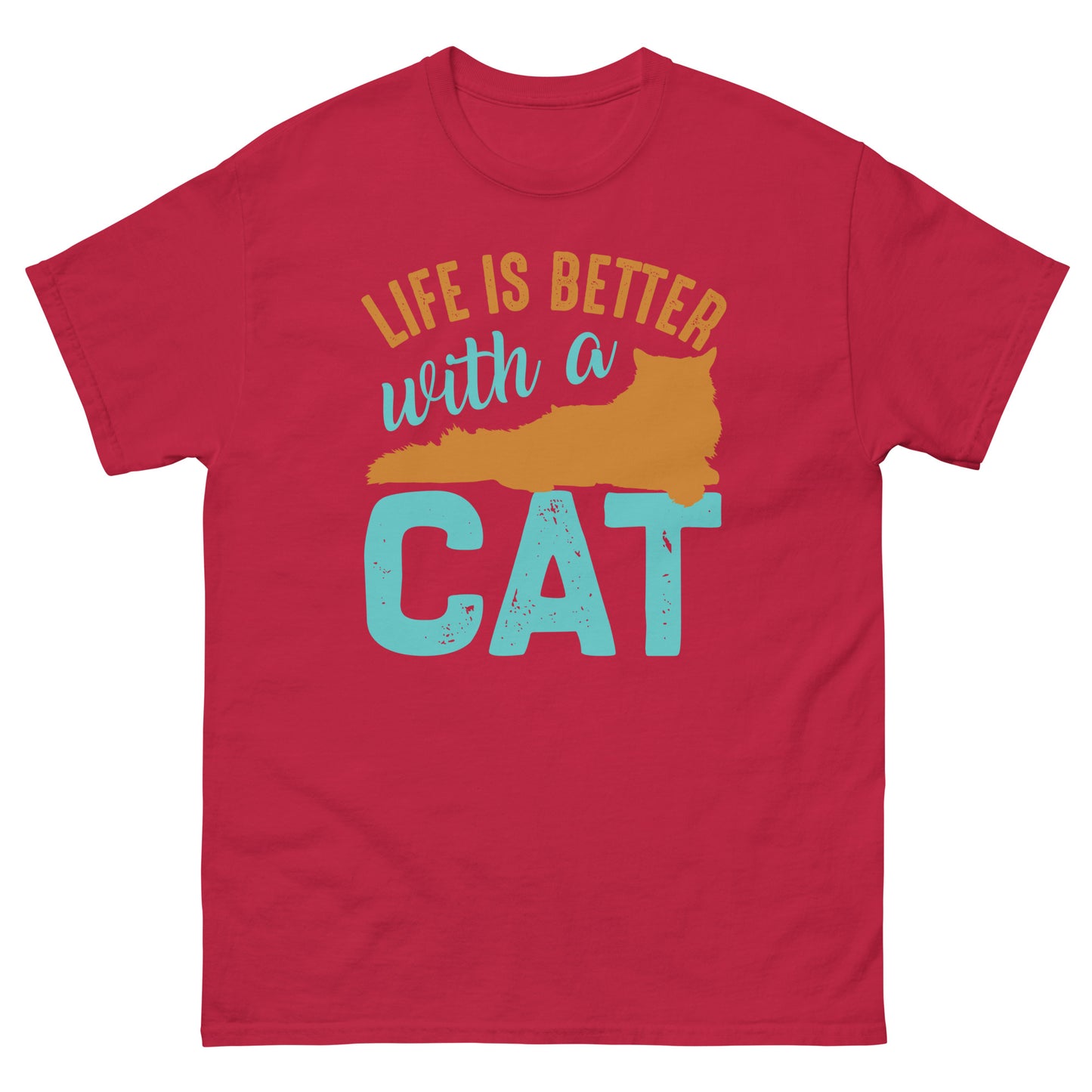 Мъжка класическа тениска LIFE IS BETTER WITH A CAT