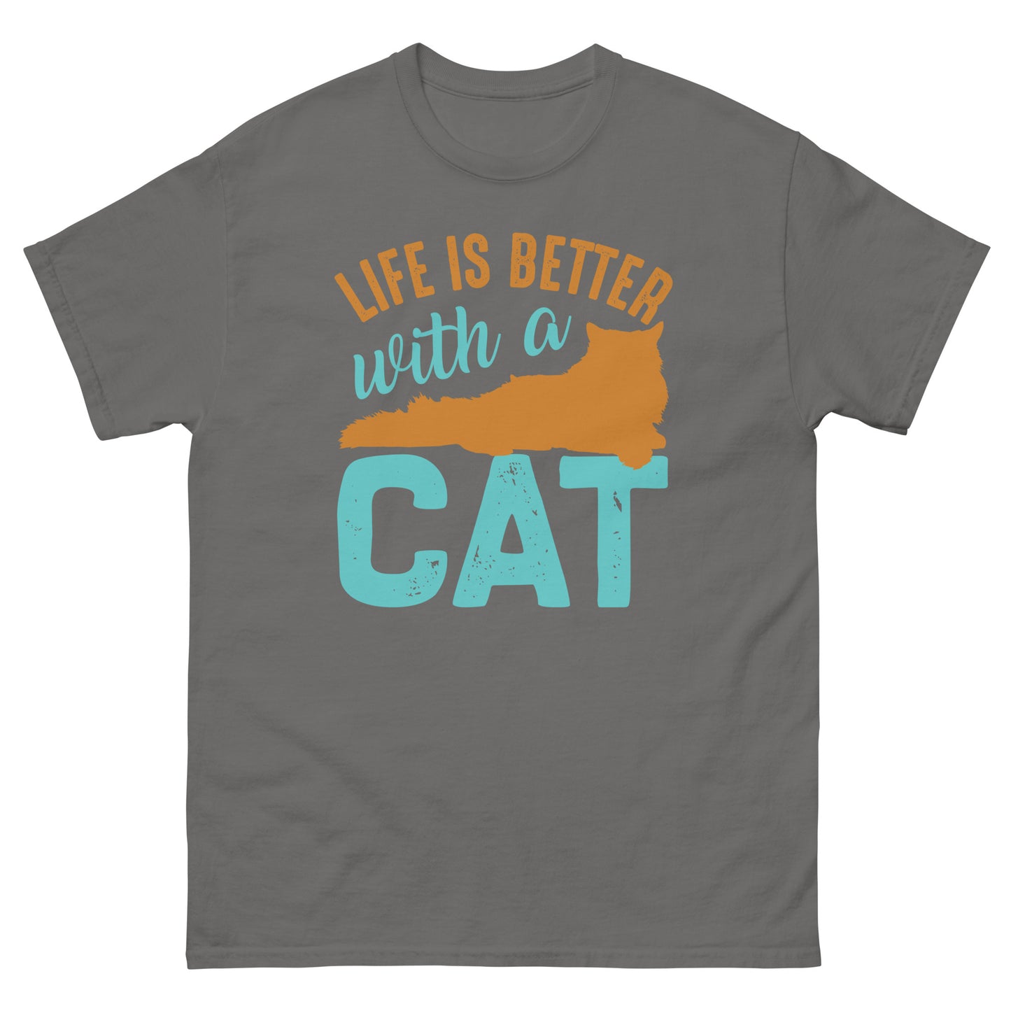 Мъжка класическа тениска LIFE IS BETTER WITH A CAT