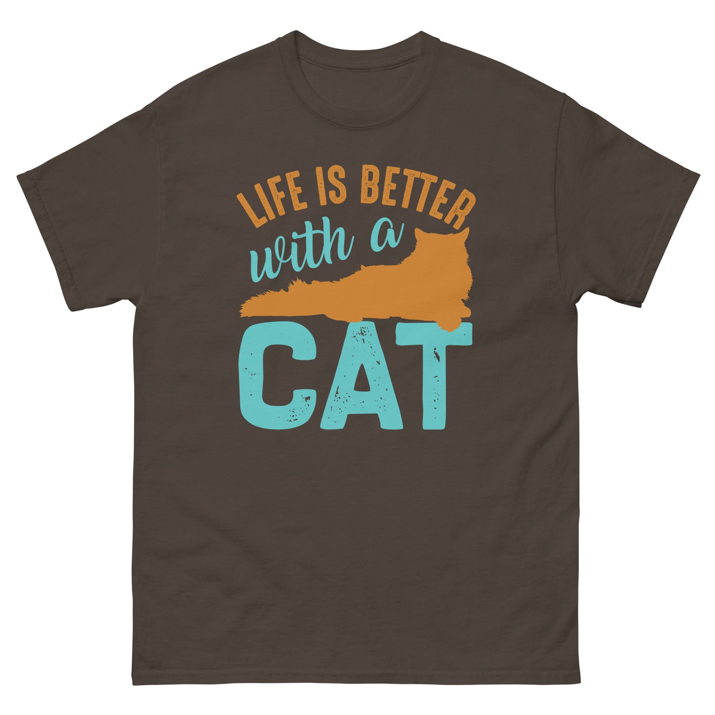 Camiseta clásica de hombre LA VIDA ES MEJOR CON UN GATO