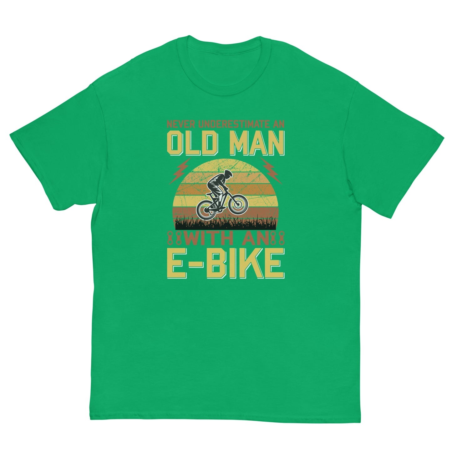 Camiseta clásica hombre VIEJO CON BICICLETA ELÉCTRICA