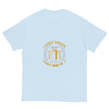 Мъжка класическа тениска I ONLY DRINK BEER