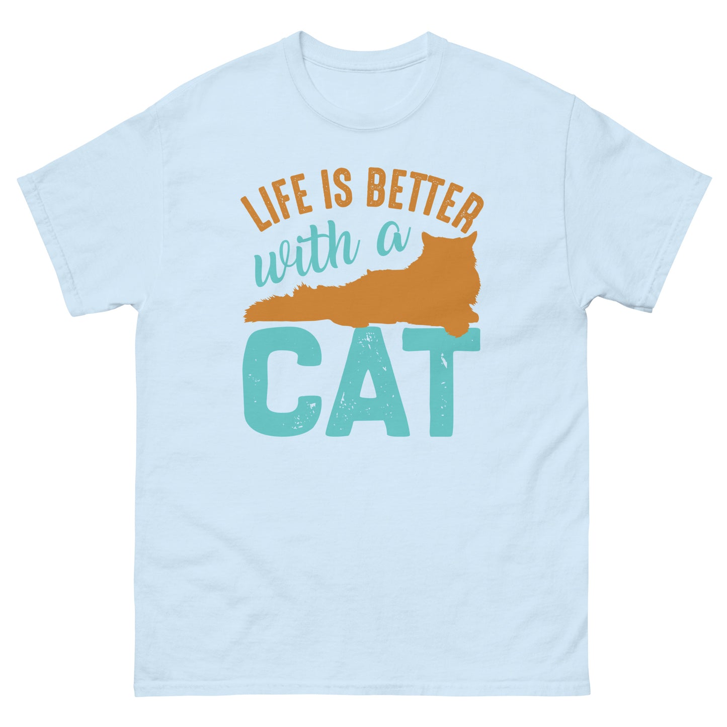 Camiseta clásica de hombre LA VIDA ES MEJOR CON UN GATO