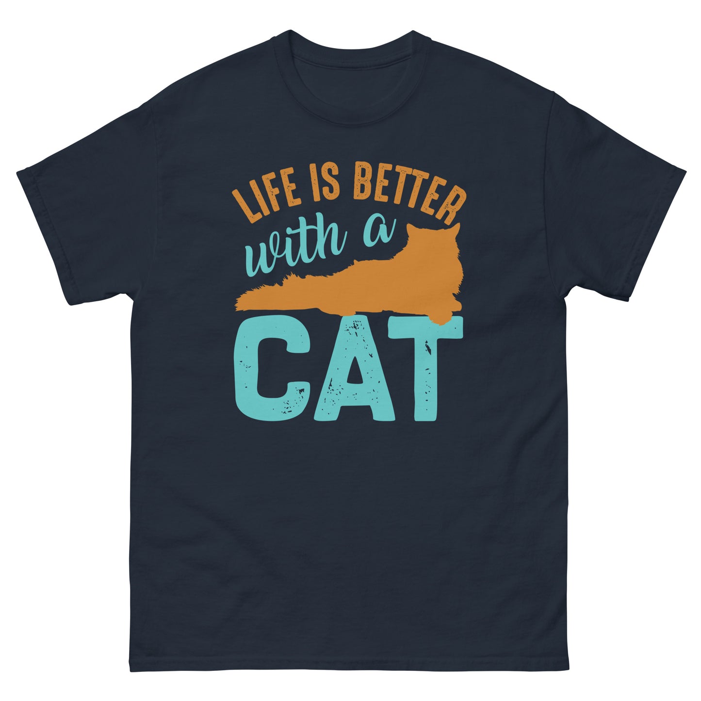 Camiseta clásica de hombre LA VIDA ES MEJOR CON UN GATO