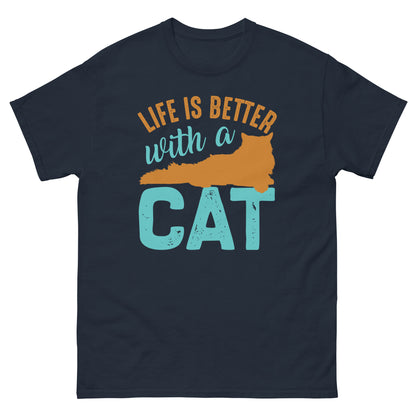 Мъжка класическа тениска LIFE IS BETTER WITH A CAT