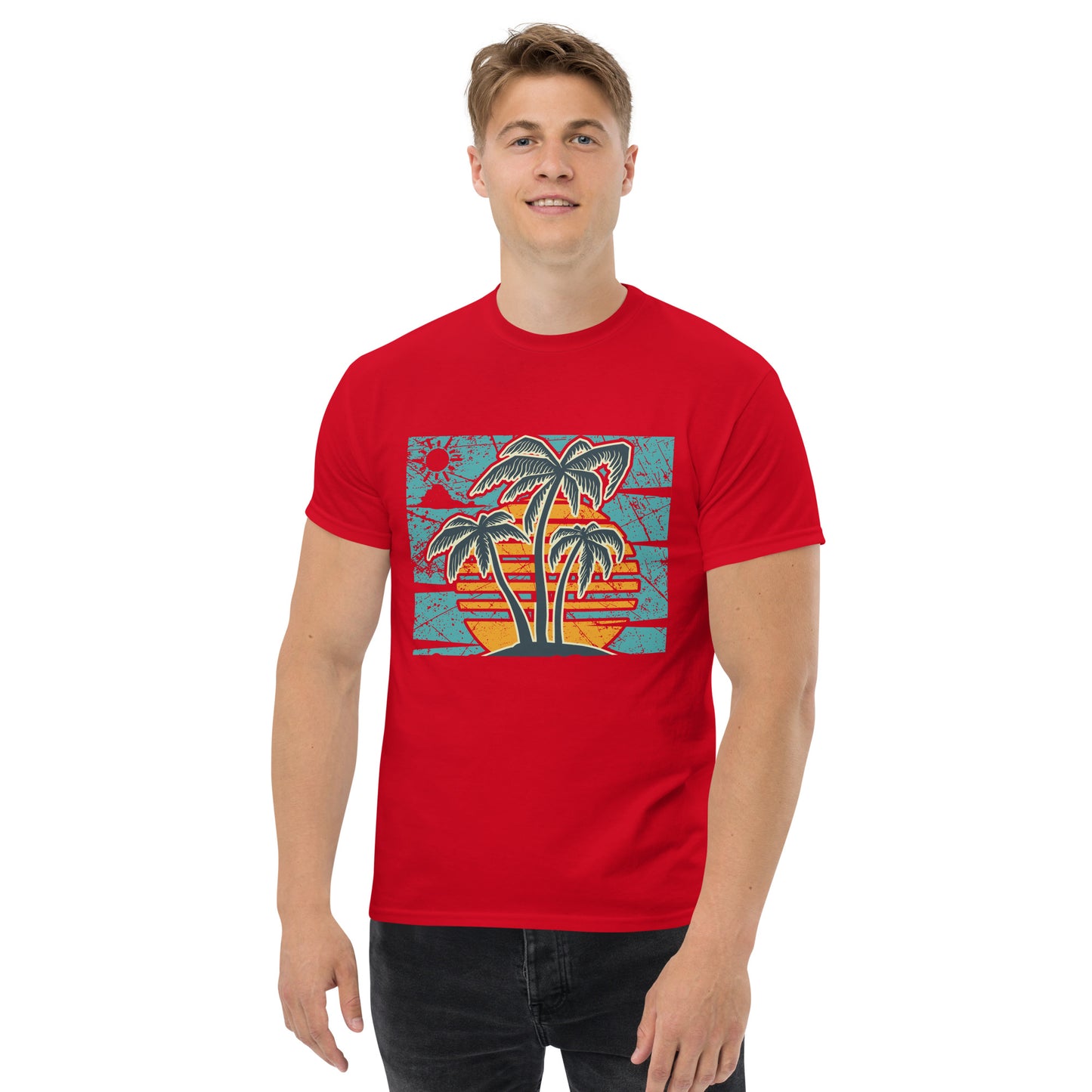 Camiseta clásica hombre PALMAS Y PUESTA DEL SOL