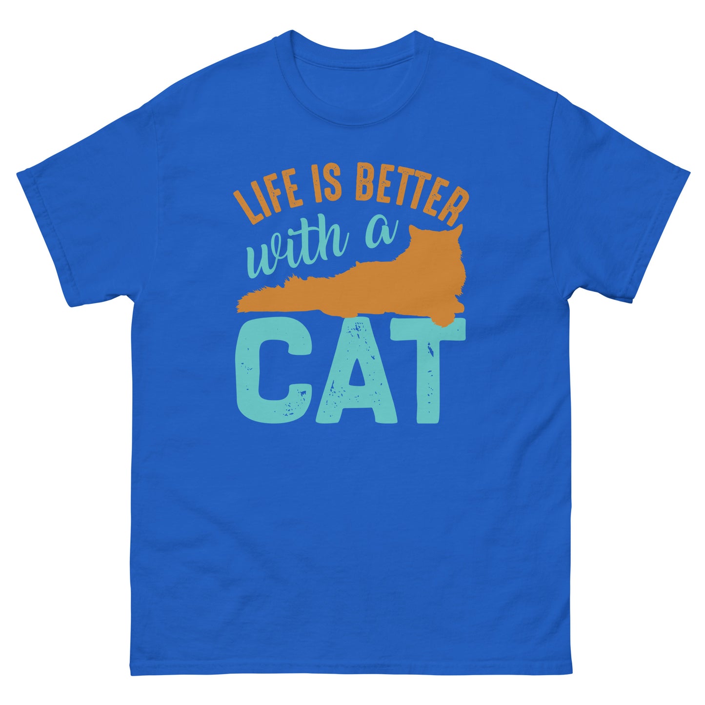 Camiseta clásica de hombre LA VIDA ES MEJOR CON UN GATO