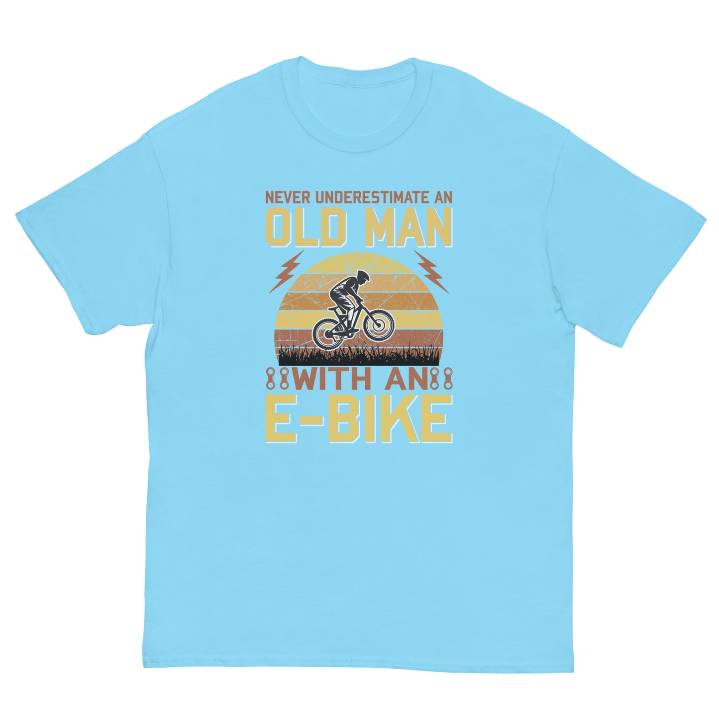 Camiseta clásica hombre VIEJO CON BICICLETA ELÉCTRICA