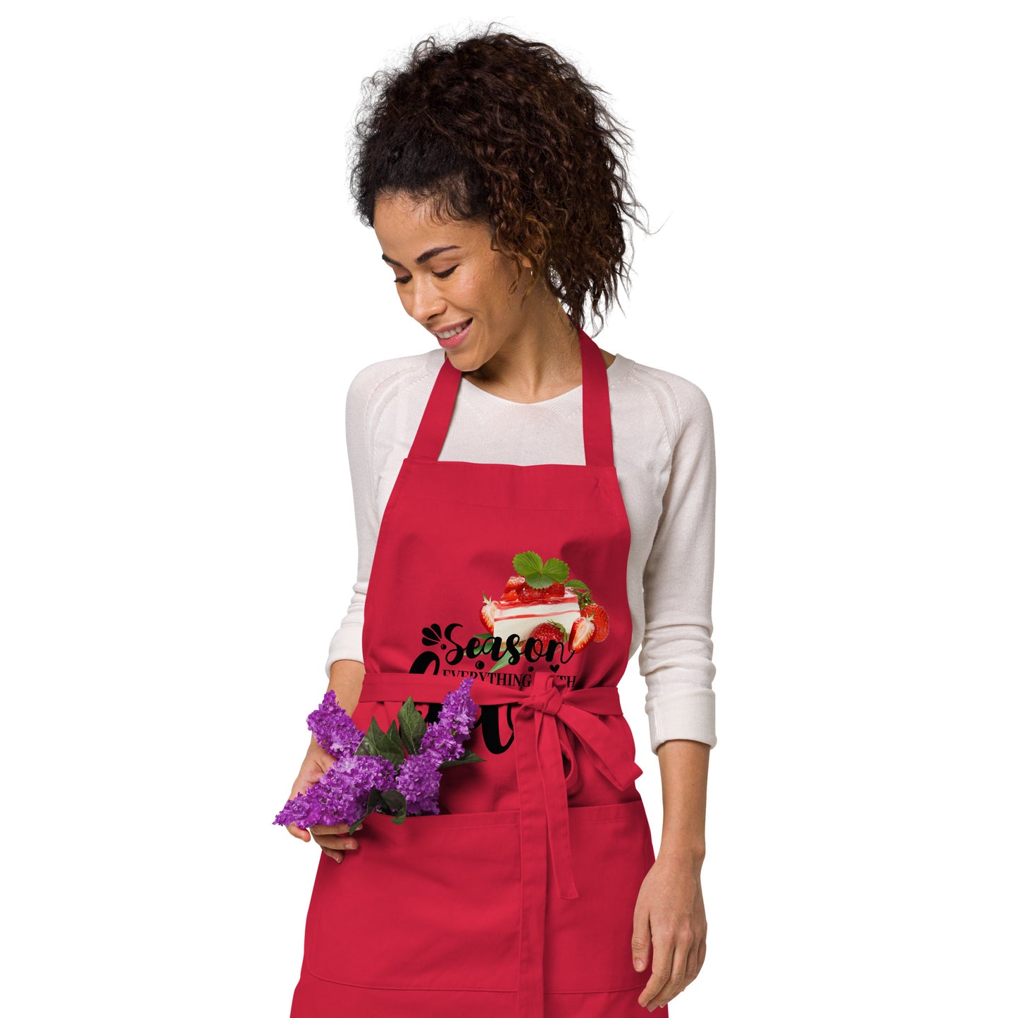 Organic cotton apron SEASON EVERYTHING WITH LOVE