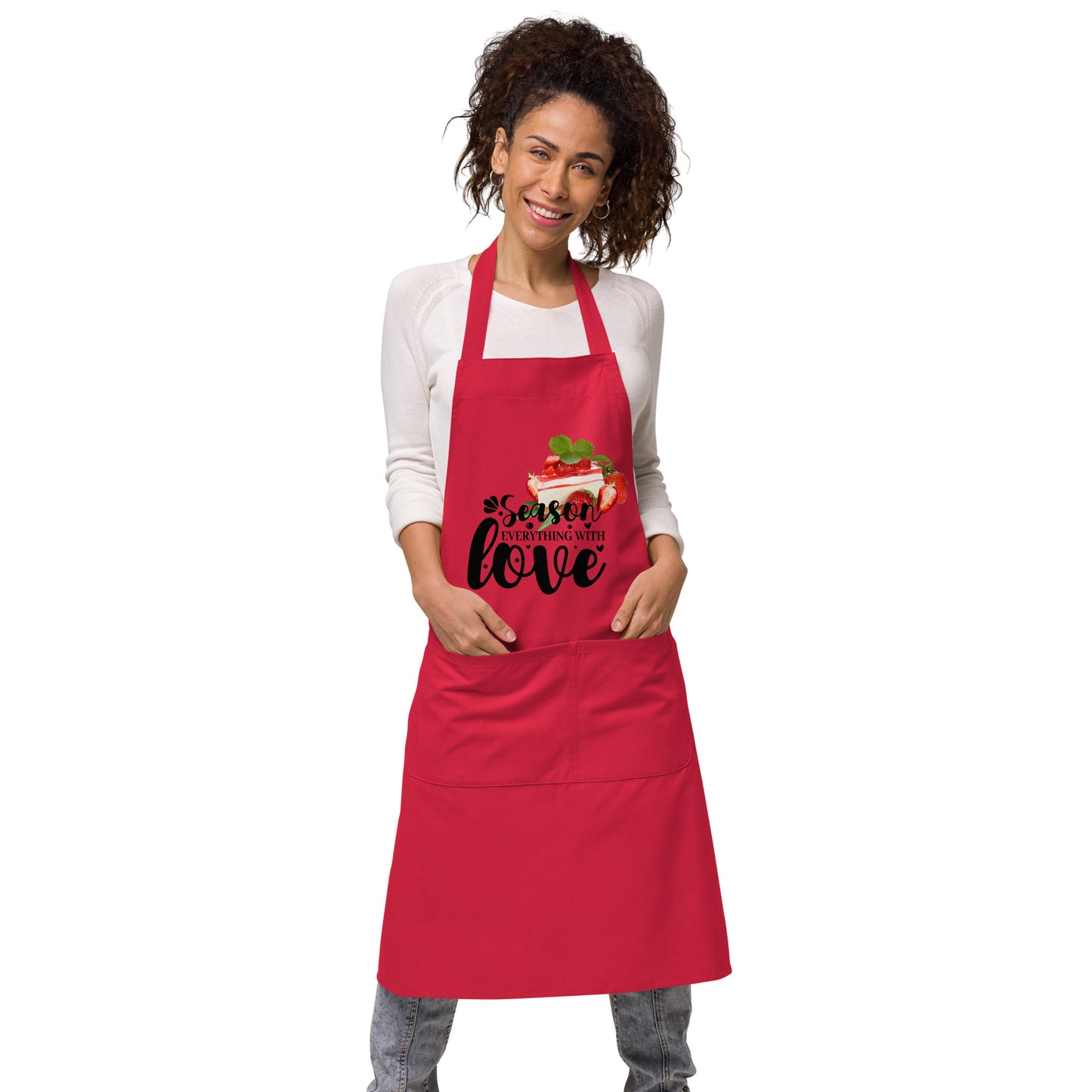 Organic cotton apron SEASON EVERYTHING WITH LOVE