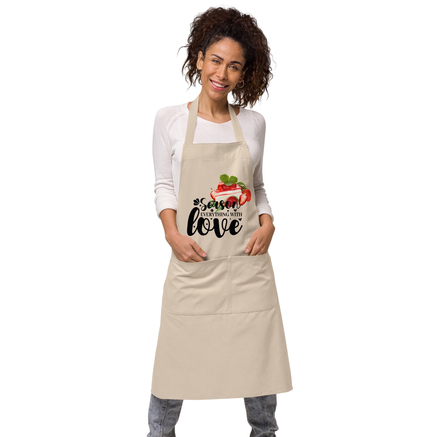 Organic cotton apron SEASON EVERYTHING WITH LOVE