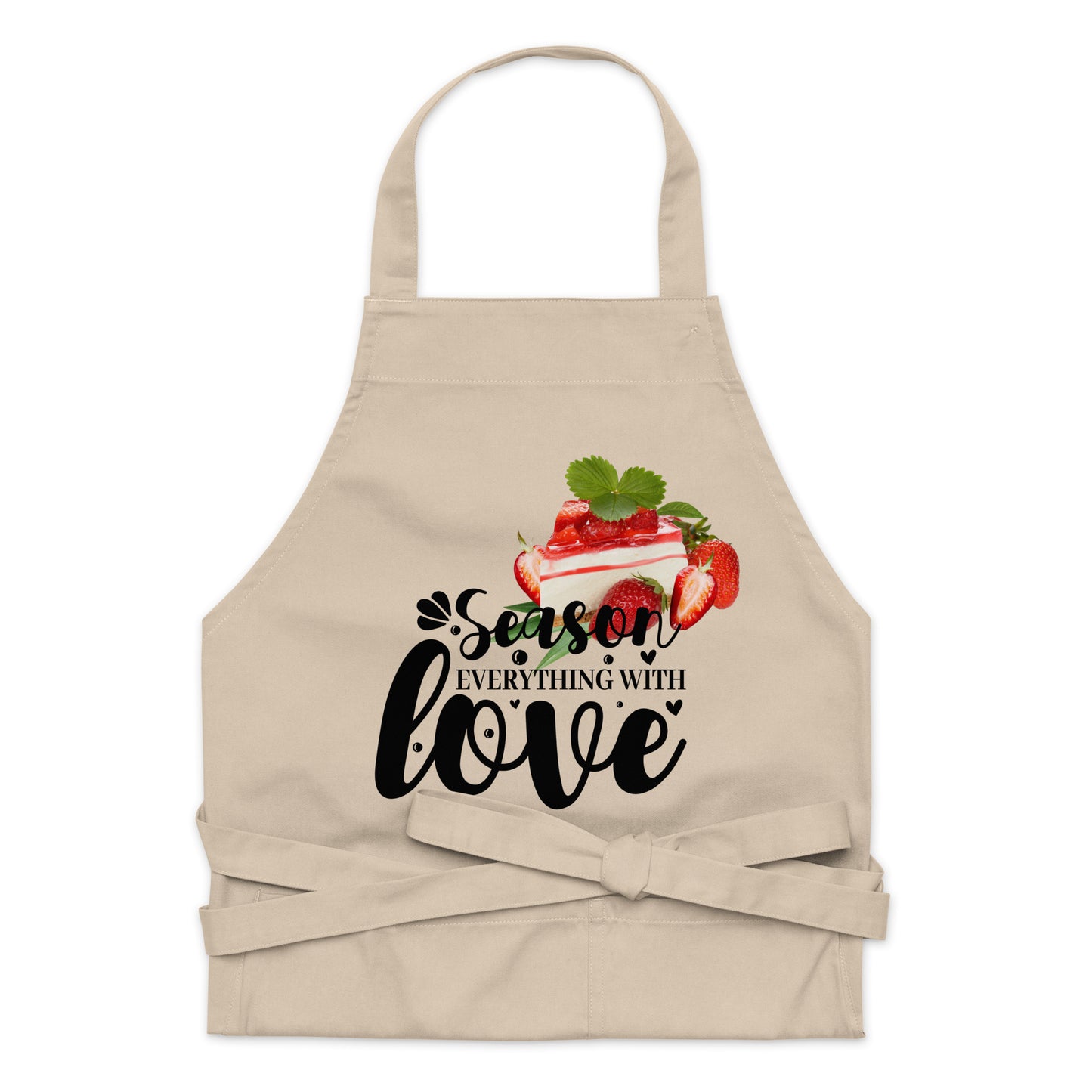 Organic cotton apron SEASON EVERYTHING WITH LOVE