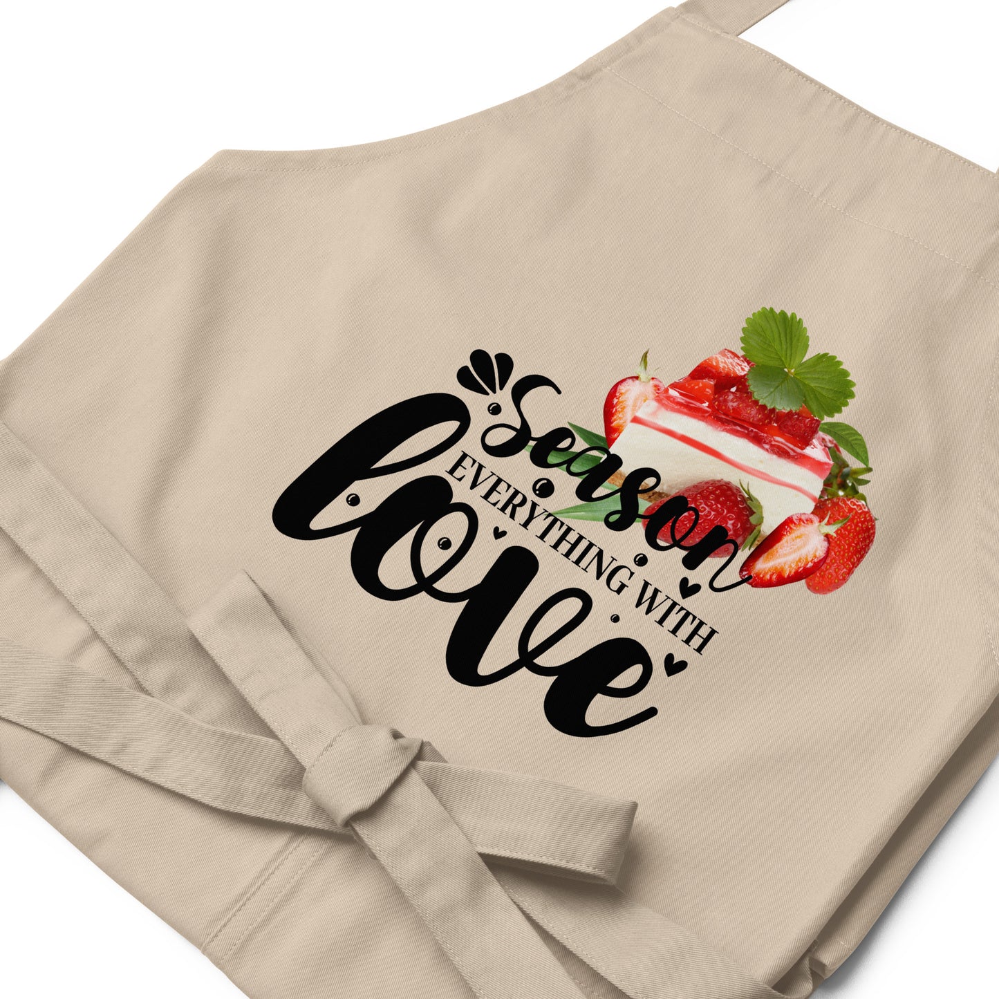 Organic cotton apron SEASON EVERYTHING WITH LOVE