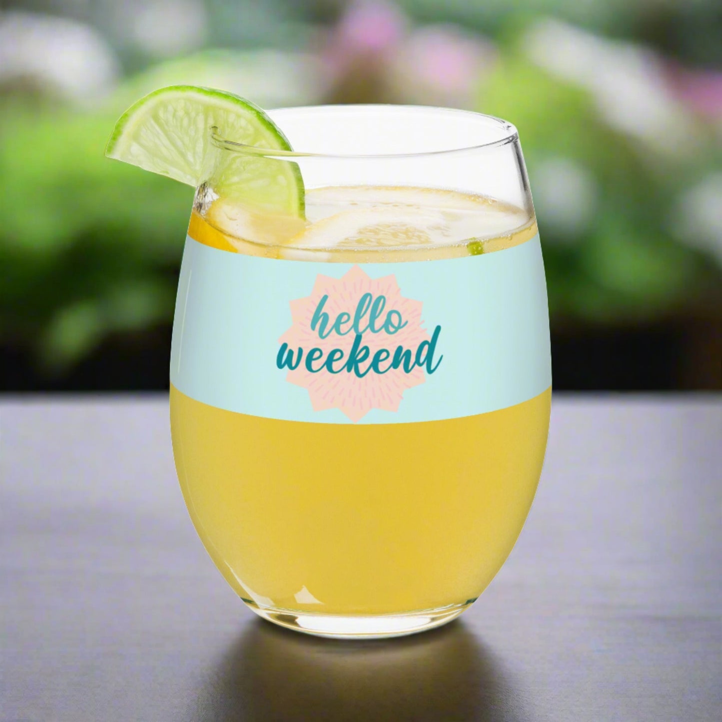 Stemless wine glass HELLO WEEKEND