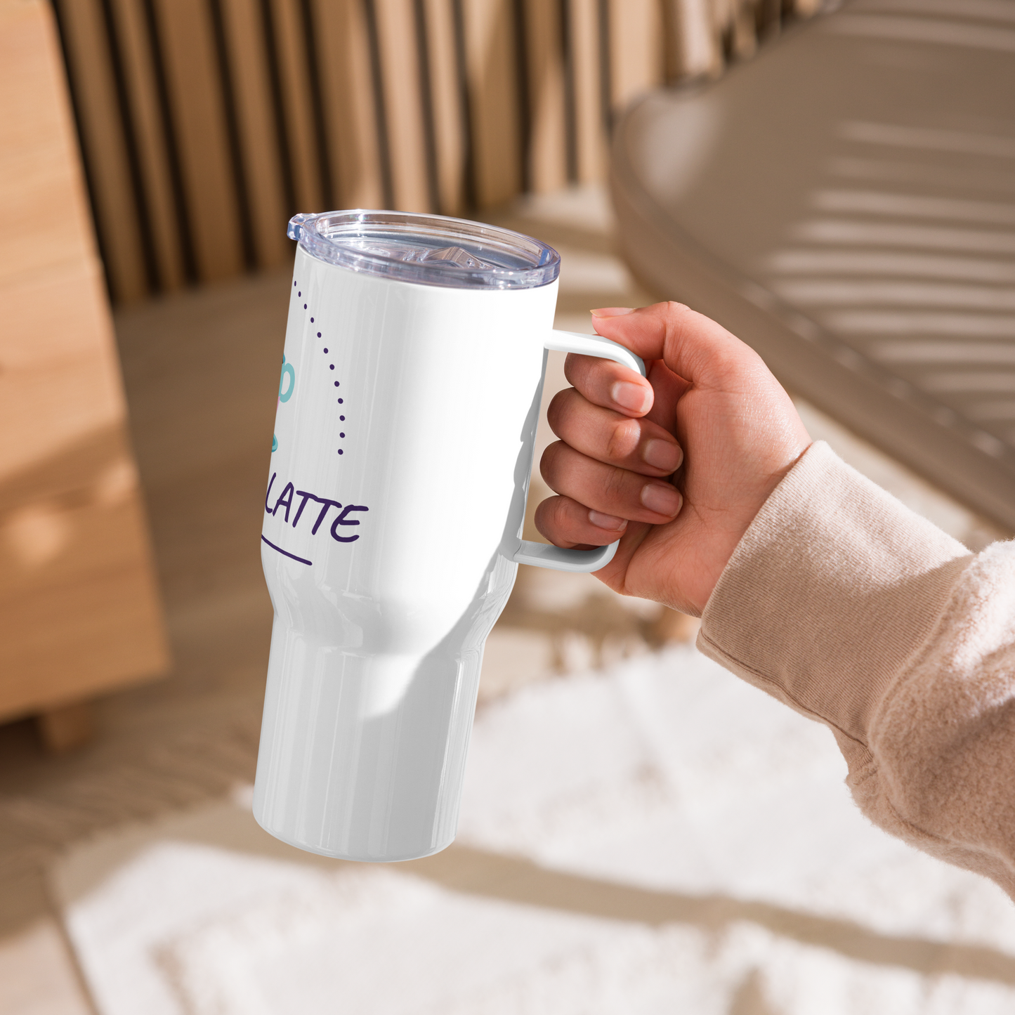 Travel mug with a handle I LIKE YOU A LATTE