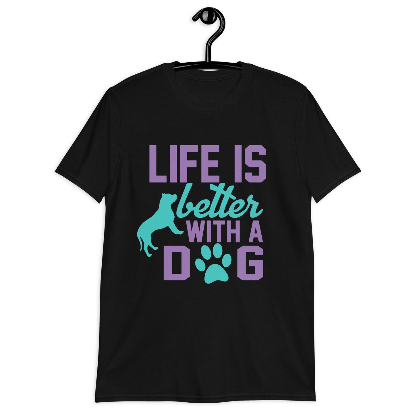 Унисекс тениска с къс ръкав LIFE IS BETTER WITH A DOG