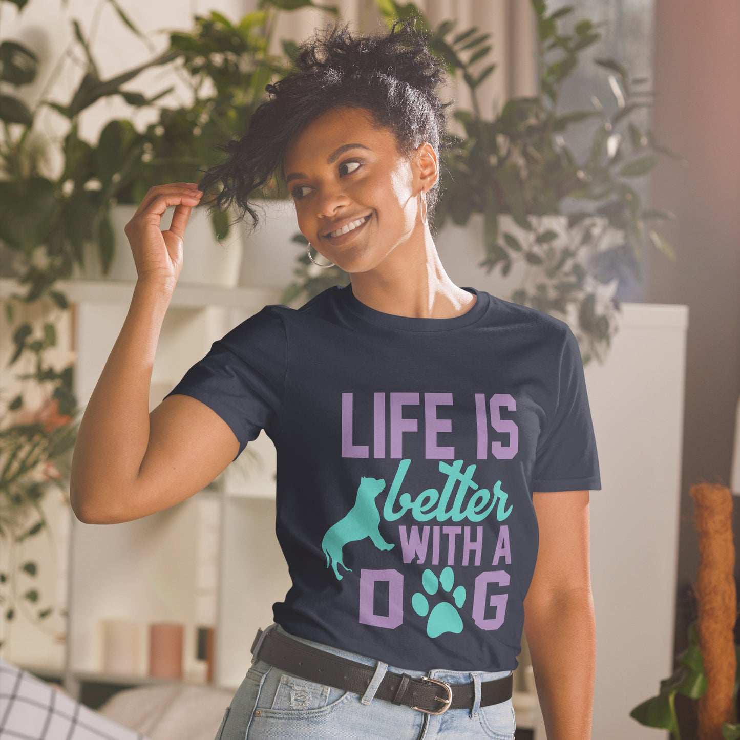 Short-Sleeve Unisex T-Shirt LIFE IS BETTER WITH A DOG