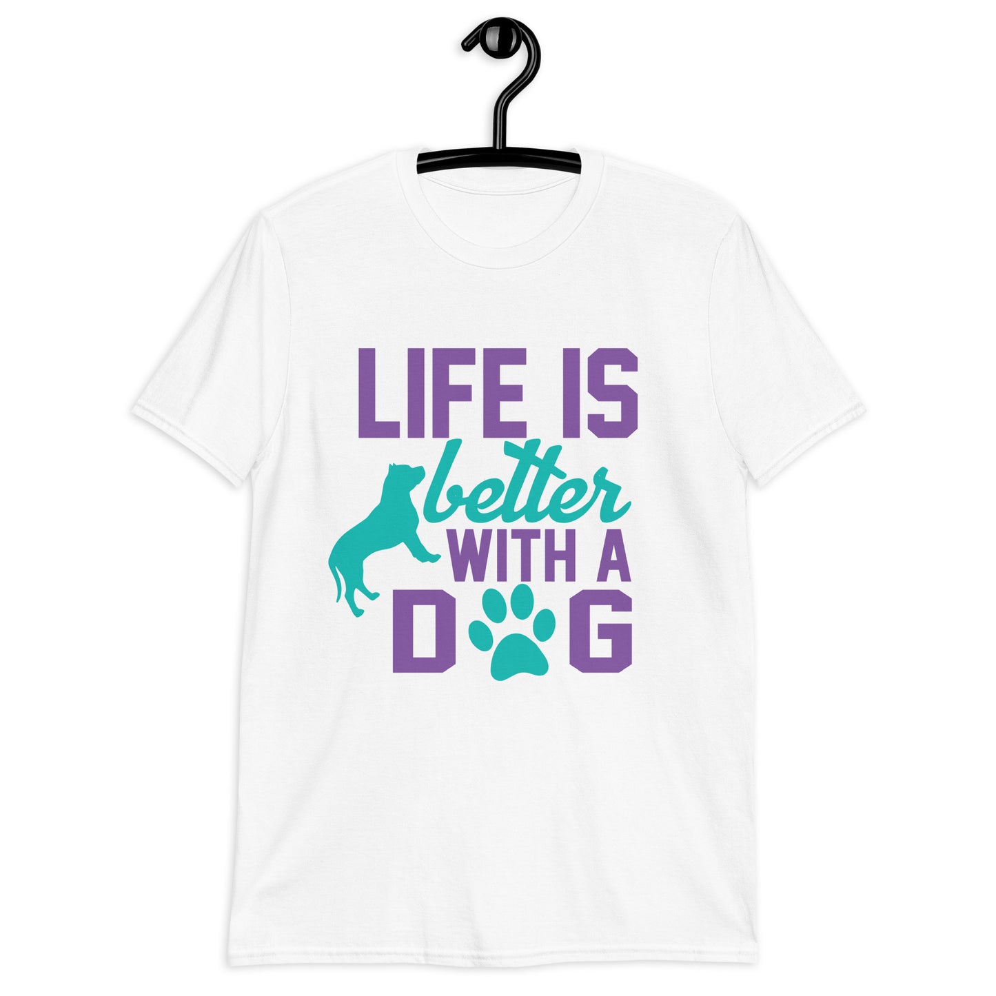 Унисекс тениска с къс ръкав LIFE IS BETTER WITH A DOG