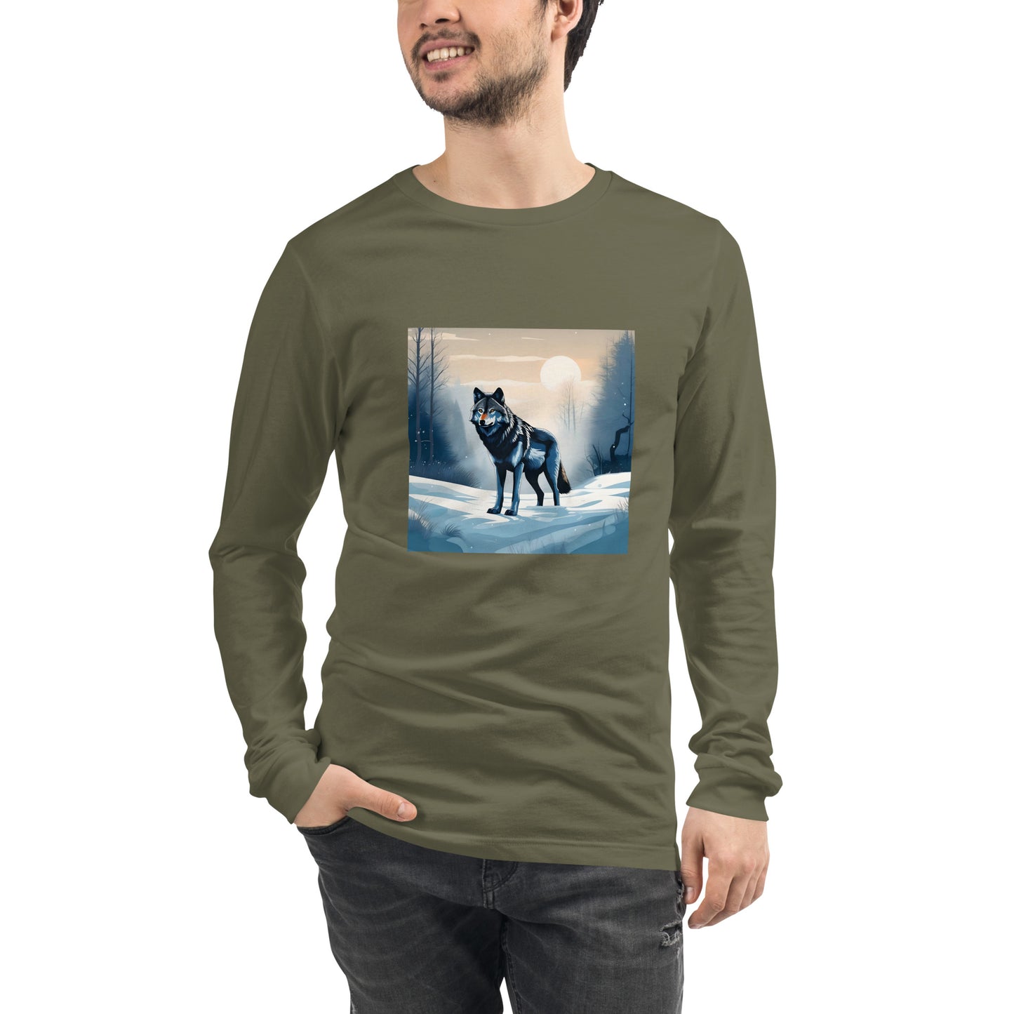 Camiseta de manga larga unisex LOBO DE INVIERNO