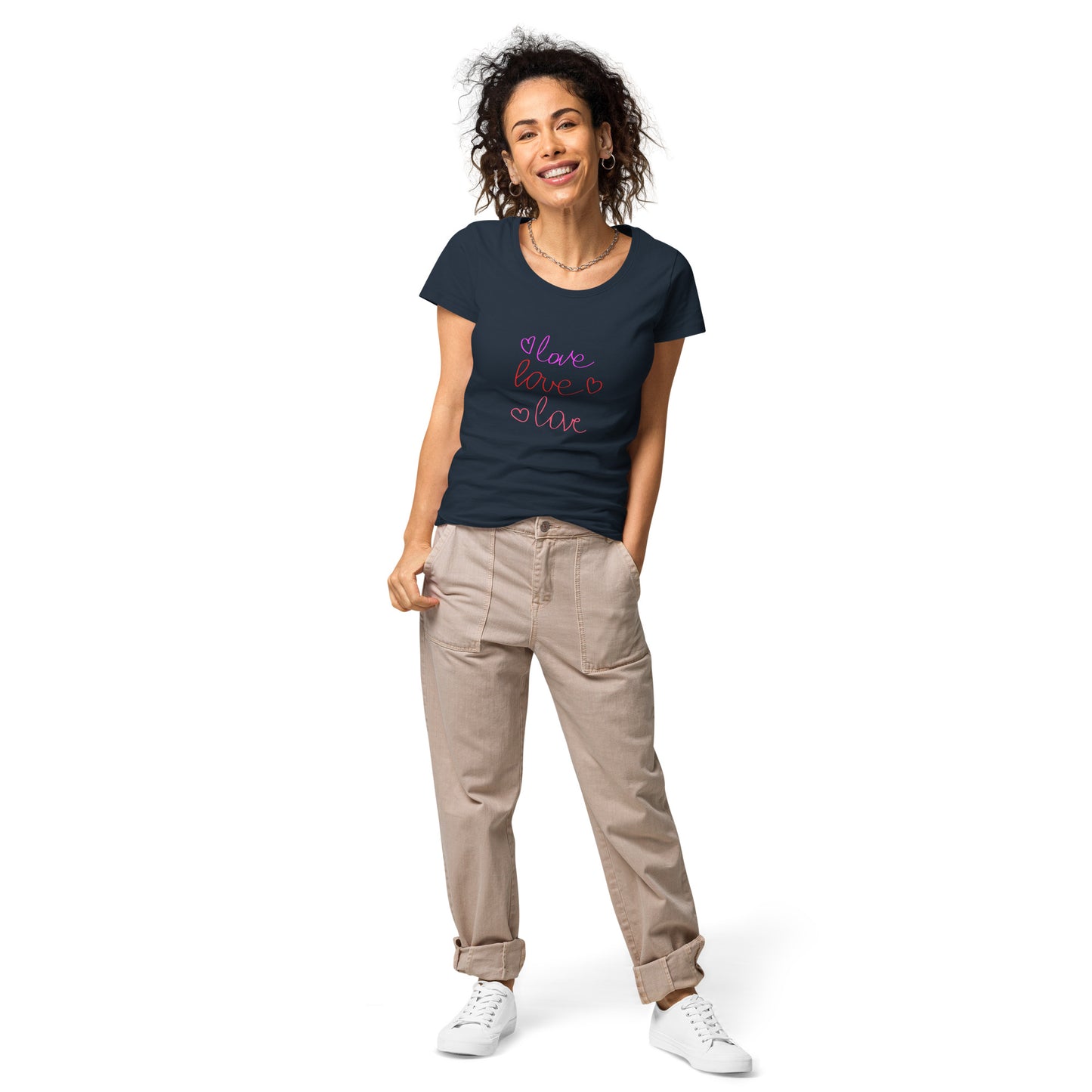 Women’s basic organic t-shirt LOVE COLORFUL