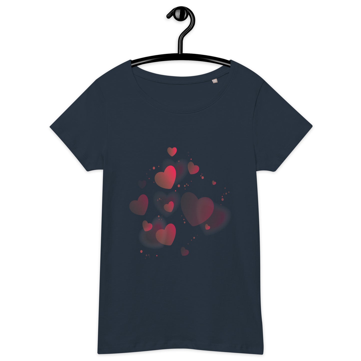 Camiseta orgánica básica de mujer CORAZONES ROSAS