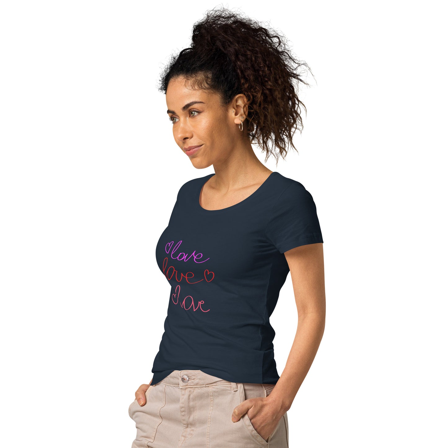 Women’s basic organic t-shirt LOVE COLORFUL