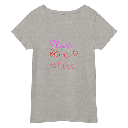 Дамска базова органична тениска LOVE COLORFUL