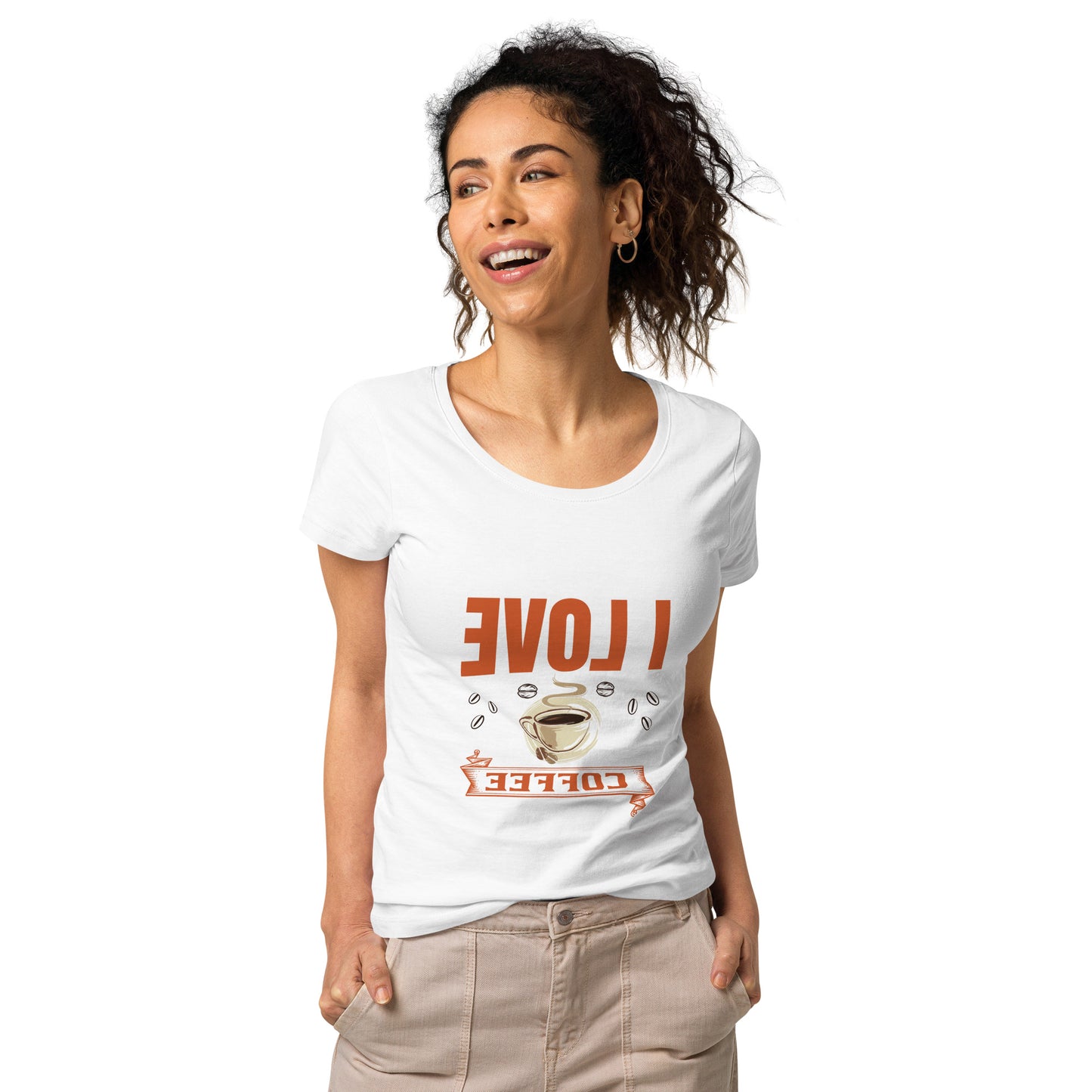 Camiseta orgánica básica de mujer I LOVE COFFEE