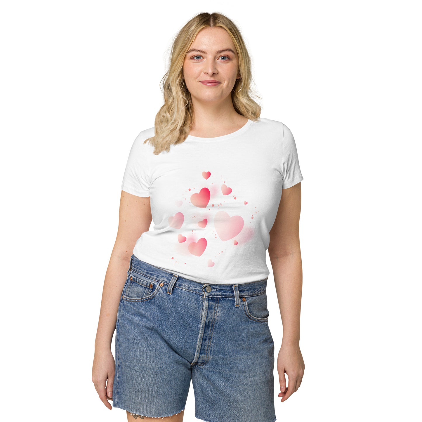 Women’s basic organic t-shirt PINK HEARTS