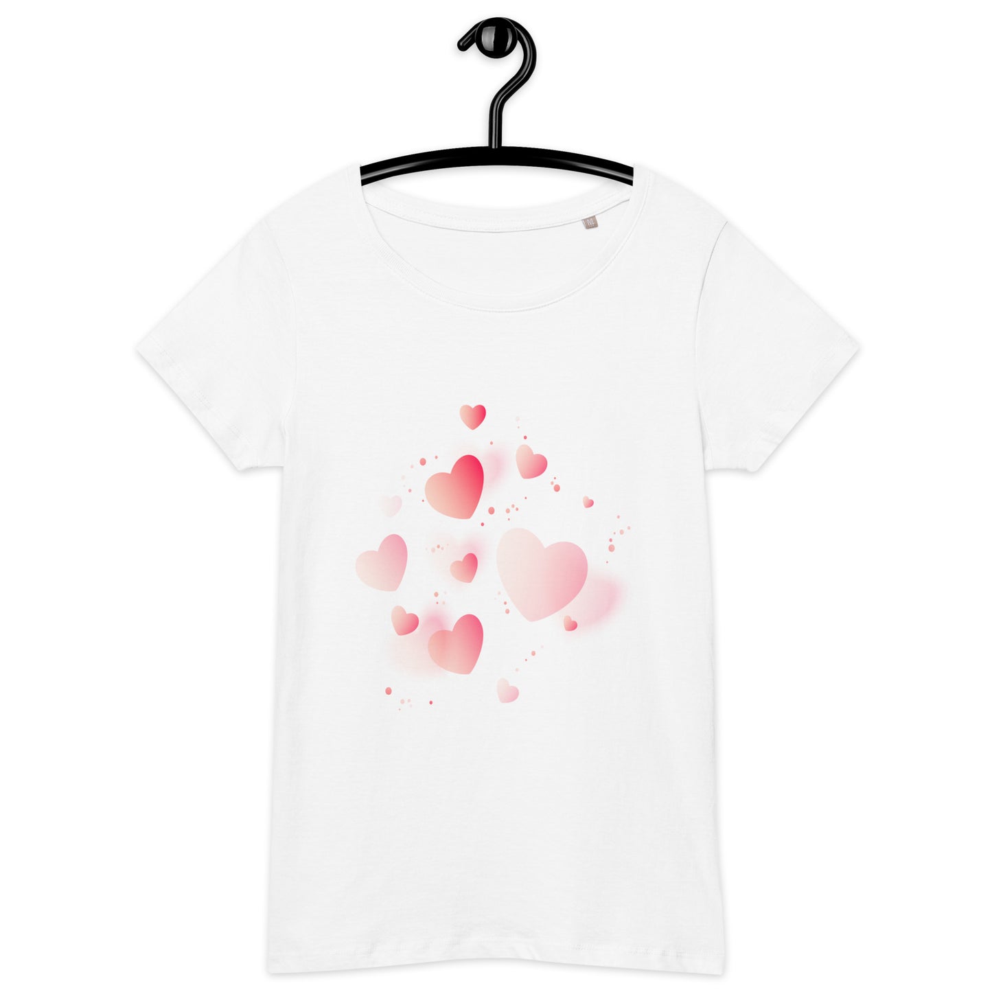 Camiseta orgánica básica de mujer CORAZONES ROSAS