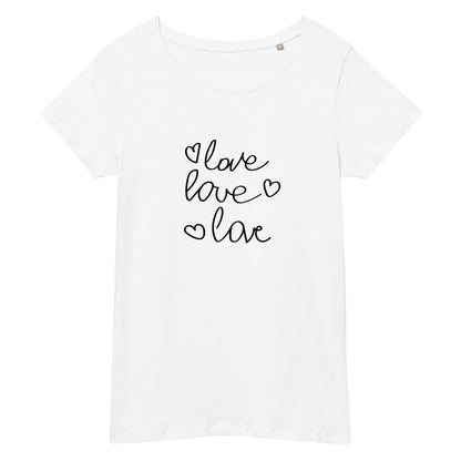 Дамска базова органична тениска LOVE LOVE LOVE
