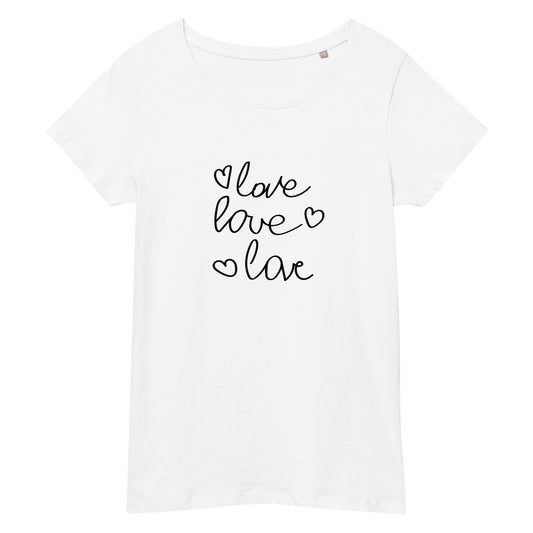 Women’s basic organic t-shirt LOVE LOVE LOVE