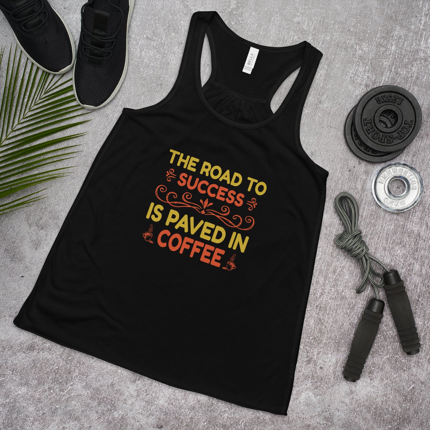 Women's Flowy Racerback Tank PAVED IN COFFEE