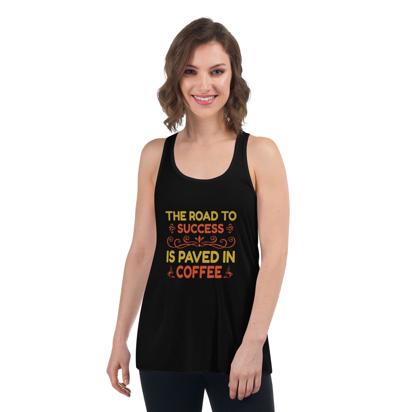 Women's Flowy Racerback Tank PAVED IN COFFEE