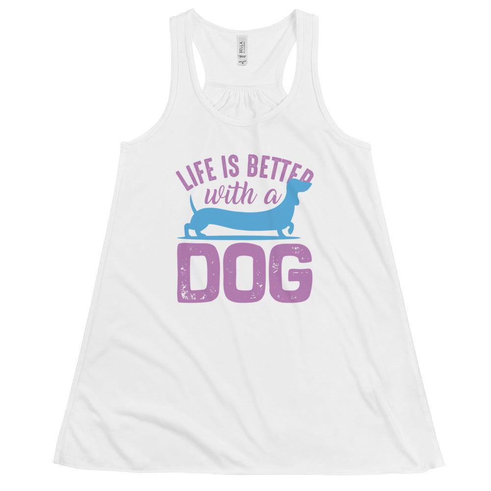 Дамски потник Flowy Racerback LIFE IS BETTER WITH A DOG