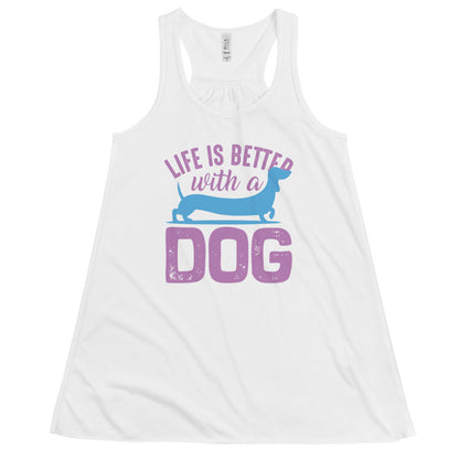 Дамски потник Flowy Racerback LIFE IS BETTER WITH A DOG