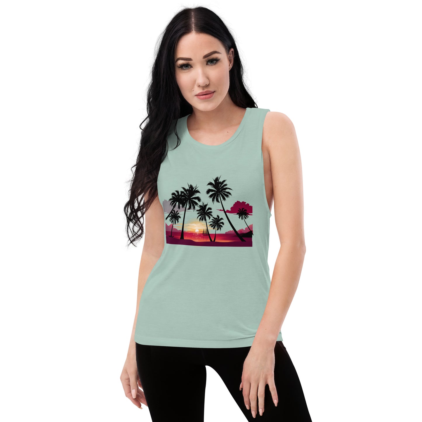 Ladies’ Muscle Tank PALMS AND SUNSET