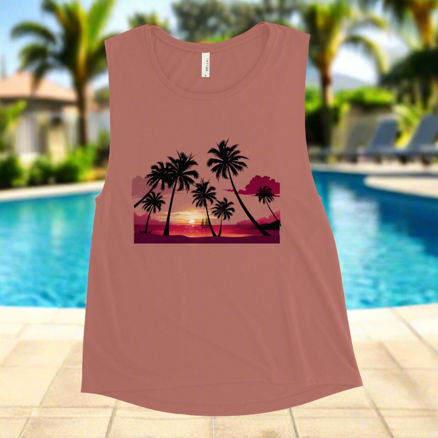 Ladies’ Muscle Tank PALMS AND SUNSET