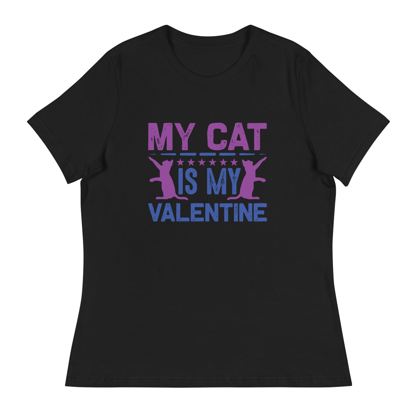 Дамска спокойна тениска MY CAT IS MY VALENTINE